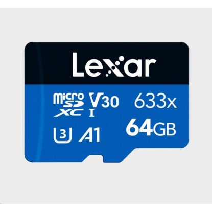 Obrázek Lexar microSDXC 633x UHS- I/ A1/ U3/ 10 R95/ no adap (V30) 64 GB