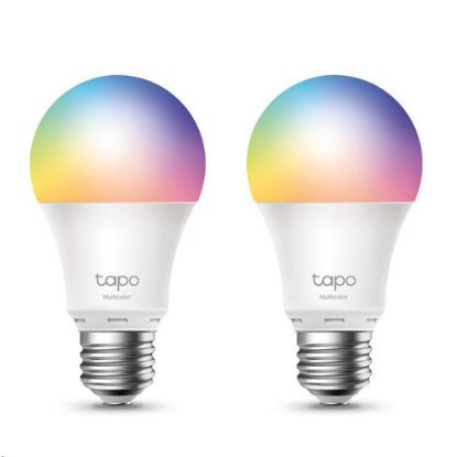 Obrázek TP- Link Tapo L530E(2- pack) chytrá WiFi stmívatelná LED žárovka (barevná, 2500K- 6500K, 806lm, 2, 4GHz, E27)