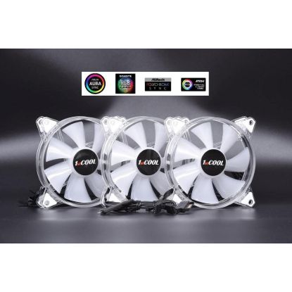 Obrázek 1stCOOL KIT AURA EVO CRYSTAL ARGB 3x Crystal White ventilátor + ARGB Nano řadič