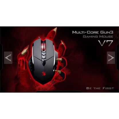 Obrázek A4tech BLOODY V7 herní myš, až 3200DP I, V- Track technologie, 160KB paměť, USB, CORE 3, kovové podložky