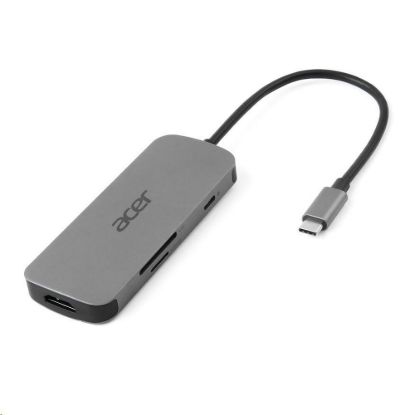 Obrázek ACER Dokovací stanice 7in1 Type- C dongle, 1x HDMI, 3x USB- A 3.2 Gen1, 1x SD 3.0, 1x microSD, 1x USB- C, silver
