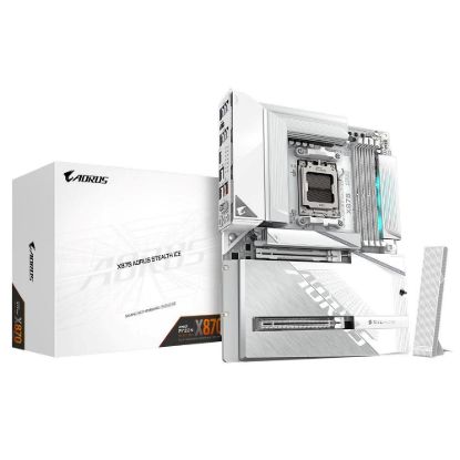 Obrázek GIGABYTE MB Sc AM5 X870 AORUS STEALTH ICE, AMD X870, 4xDDR5, 1xHDMI, 2xUSB4, WiFi