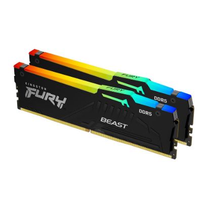 Obrázek KINGSTON DIMM DDR5 32 GB (Kit of 2) 6400MT/ s CL32 Non- ECC FURY Beast RGB EXPO, Černá
