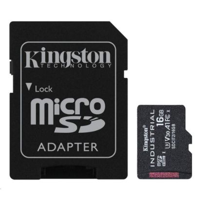 Obrázek Kingston MicroSDHC karta 16 GB Industrial C10 A1 pSLC Card + SD Adapter