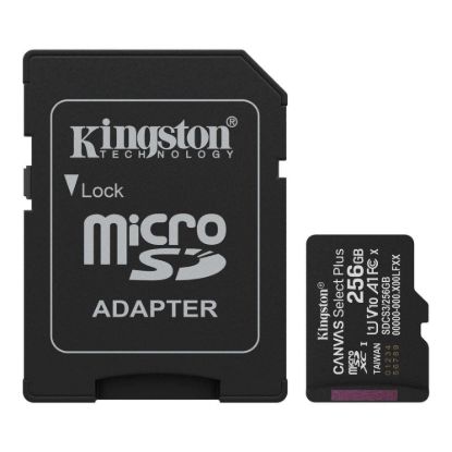 Obrázek Kingston MicroSDXC karta 256 GB Canvas Select Plus, U1, V10, A1, SD Adaptér