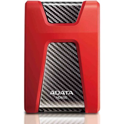 Obrázek ADATA Externí HDD 1 TB USB 3.1 DashDrive Durable HD650, červený (gumový, nárazu odolný)