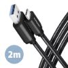 Obrázek AXAGON BUCM3- AM20AB, SPEED kabel USB- C <- > USB- A, 2m, USB 3.2 Gen 1, 3A, ALU, oplet, černý