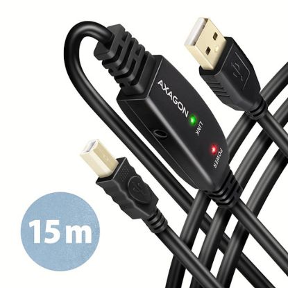Obrázek AXAGON ADR- 215B, USB 2.0 A- M - > B- M aktivní propojovací / repeater kabel, 15m