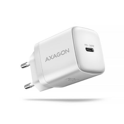 Obrázek AXAGON ACU- PD30 W, Sil nabíječka do sítě 30 W, 1x port USB- C, PD3.0/ PPS/ QC4+/ SFC/ AFC/ Apple, bílá
