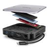 Obrázek AXAGON HMC- UFO, USB 10Gbps hub, 2x USB- A, USB- C, HDMI 4k/ 60, RJ- 45, M.2 slot, SD/ mSD, audio, PD 100 W, kabel USB…