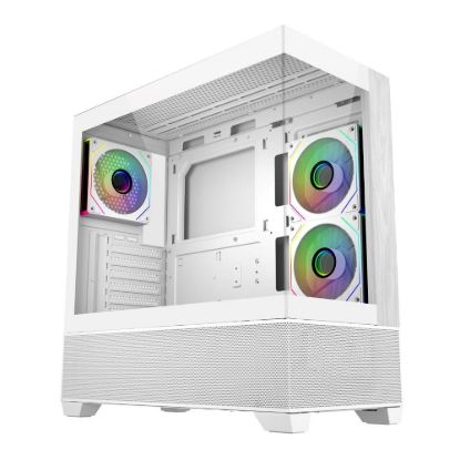 Obrázek Cooler Master case Elite 690 Wood, ATX, Průhledná bočnice, 3x 120mm ARGB Fan, Bílá