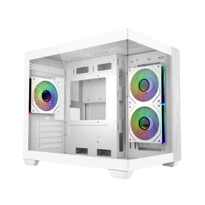 Obrázek Cooler Master case Elite 481 Wood, ATX, Průhledná bočnice, 3x 120mm ARGB Fan, Bílá