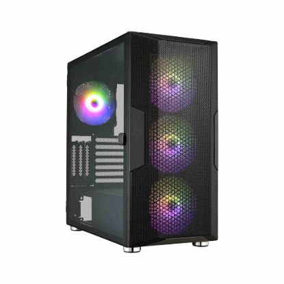 Obrázek Fortron skříň Midi Tower CUT592, průhledná bočnice, E- ATX, 4x ARGB ventilátor