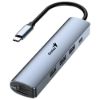 Obrázek GENIUS hub UH- 545, USB- C na 3x USB 3.0 + 15 W USB- C + RJ45, šedá