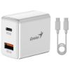 Obrázek GENIUS nabíjecí set PD- 20ACP, 20 W, rychlé nabíjení, USB- C PD3.0, USB- A QC3.0, 1m kabel USB- C USB- C, bílá