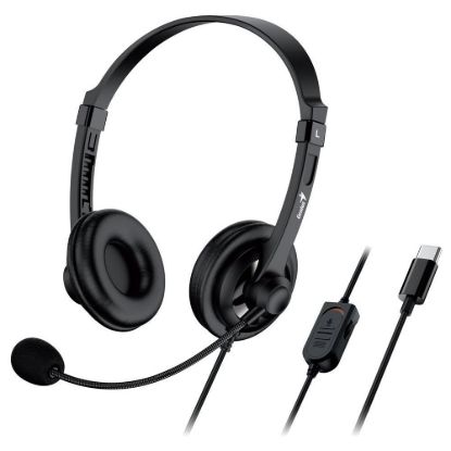 Obrázek GENIUS sluchátka HS- 230U, USB- C, 2.4m, černá