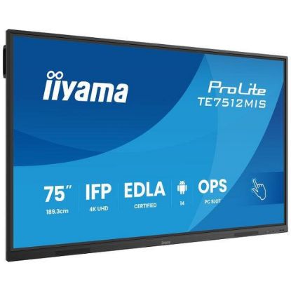 Obrázek Iiyama ProLite TE7512MIS, 24/ 7, 190.5 cm (75''), PureTouch- IR, 4K, USB, USB- C, Ethernet, Wi- Fi, kit (USB), black
