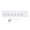 Obrázek Solight 6z prodlužovací přívod, 3m, 3 x 1mm2, bílý, 6+1 vypínač