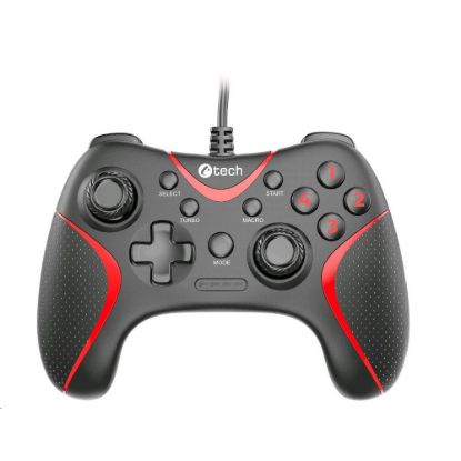 Obrázek C- TECH gamepad Theon pro PC/ PS3, 2 programovatelná makro tlačítka, 2x analog, X- input, vibrační, 1, 8m kab