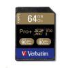 Obrázek VERBATIM SDXC karta 64 GB PRO+ Class 10, UHS- 1 (R: 90/ W: 80 MB/ s)