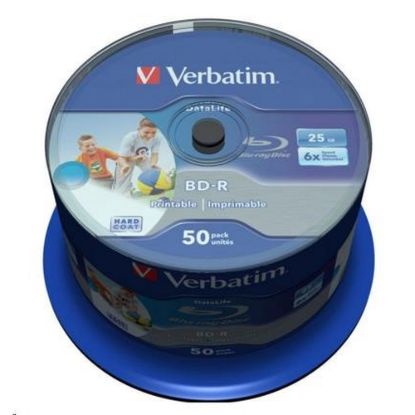 Obrázek VERBATIM BD- R SL Datalife HTL (50- pack)Blu- Ray/ Spindle/ 6x/ 25 GB Wide Printable