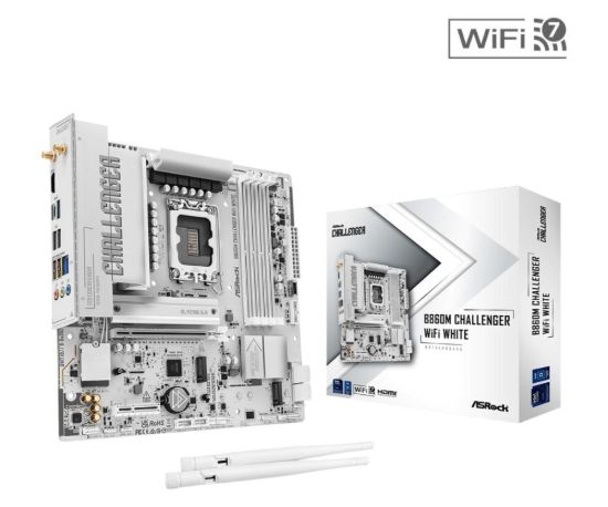 Obrázek ASRock MB Sc LGA1851 B860M Challenger WiFi WHITE, Intel B860, 4xDDR5, 1xHDMI, WiFi, mATX