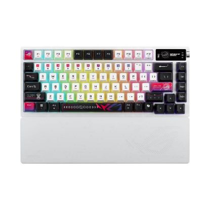 Obrázek ASUS Klávesnice ROG Azoth X, Mechanická, Bezdrátová BT, RF 2.4GHz, US, bílá