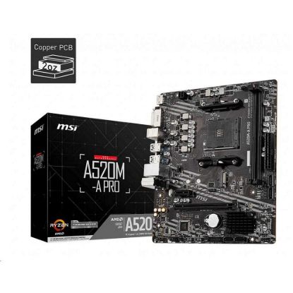 Obrázek MSI MB Sc AM4 A520M- A PRO, AMD A520, 2xDDR4, m- ATX
