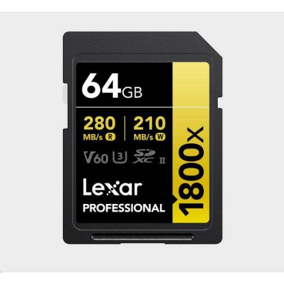 Obrázek Lexar SDXC Pro 1800x U3 UHS- II R280/ W210 (V60) 64 GB