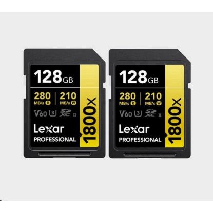 Obrázek Lexar SDXC Pro 1800x U3 UHS- II R280/ W210 (V60) 128 GB - 2pack