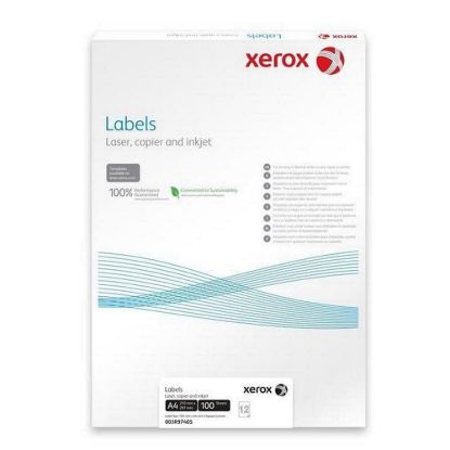 Obrázek Xerox Papír bílé samolepící štítky, kulaté rohy - Labels 65UP 38, 1 x 21, 2 (g/ 100 listů, A4)