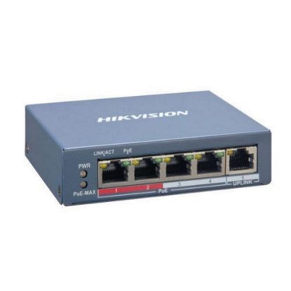 Obrázek HIKVISION DS- 3E1105P- EI, Smart managed switch 4x 100TX PoE + 1x 100TX uplink, 60 W, Super PoE