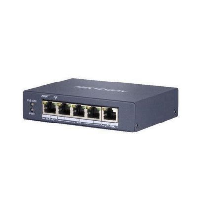 Obrázek HIKVISION DS- 3E0505HP- E, full Gb switch 4x PoE (1x HI- PoE), 1x uplink RJ- 45, 60 W, dosah až 300m