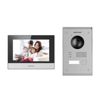 Obrázek HIKVISION DS- KIS703- P(Europe BV), kit videotelefonu, 2- drát, bytový monitor + dveřní stanice + napájecí zdroj