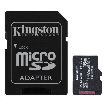 Obrázek Kingston MicroSDHC karta 16 GB Industrial C10 A1 pSLC Card + SD Adapter