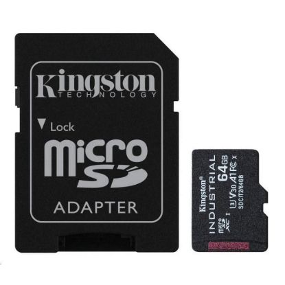 Obrázek Kingston MicroSDXC karta 64 GB microSDXC Industrial C10 A1 pSLC Card + SD Adapter