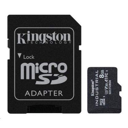 Obrázek Kingston MicroSDHC karta 8 GB Industrial C10 A1 pSLC Card + SD Adapter