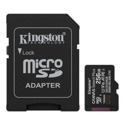 Obrázek Kingston MicroSDXC karta 256 GB Canvas Select Plus, U1, V10, A1, SD Adaptér