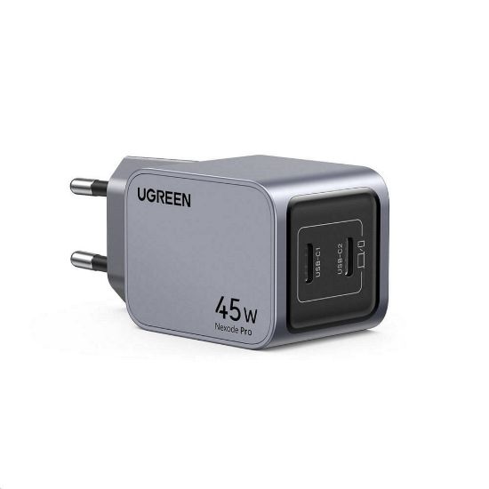 Obrázek UGREEN síťová rychlonabíječka Nexode Pro 45 W 2- Port USB- C, GaN, stříbrná