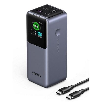 Obrázek UGREEN powerbanka s rychlým nabíjením 20000mAh 3- port s displejem, Li- ion, 130 W, 2x USB- C, 1x USB- A, stříbrná