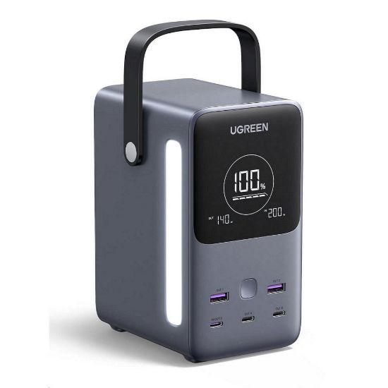 Obrázek UGREEN powerbanka s rychlým nabíjením 48000mAh 5- port s displejem a LED, Li- ion, 300 W, 3x USB- C, 2x USB- A, stříbrná