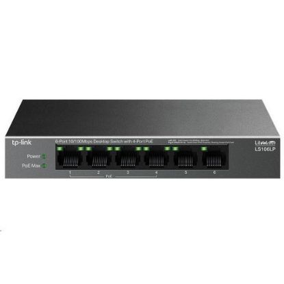 Obrázek TP- Link LiteWave switch LS106LP (6 x 100Mb/ s, 4xPoE, 41 W, fanless)