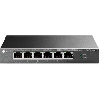 Obrázek TP- Link CCTV switch TL- SG1006PP (6xGbE, 3xPoE+, 1xPoE++, 64 W, fanless)