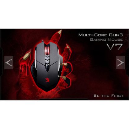 Obrázek A4tech BLOODY V7 herní myš, až 3200DP I, V- Track technologie, 160KB paměť, USB, CORE 3, kovové podložky
