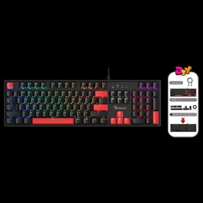 Obrázek A4tech Bloody Klávesnice S510R, herní klávesnice, mechanická, drátová, Red Switch, CZ/ SK, Černá