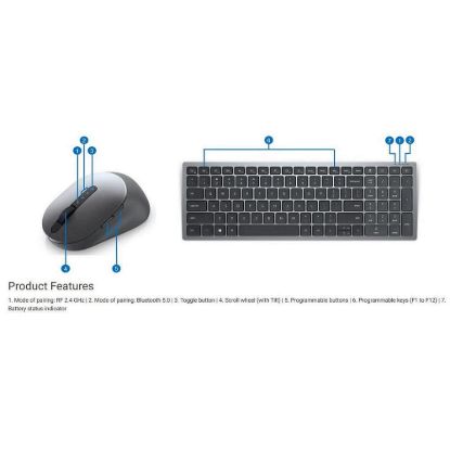 Obrázek DELL Multi- Device Wireless Keyboard and Mouse - KM7120 W - US International (QWERTY)