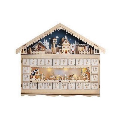 Obrázek Solight LED adventní kalnedář - horská chata, 10x LED, 50 x 40cm, 2x AA