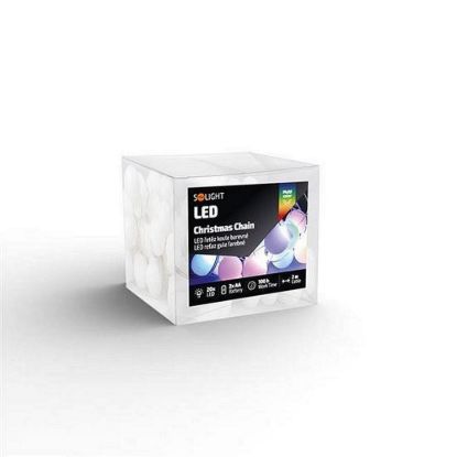 Obrázek Solight LED vánoční řetěz barevné koule, 20x LED, 2m, 2x AA
