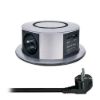 Obrázek Solight 3z + USB A+C 20 W PD, Wireless 10 W, výsuvný blok zásuvek, 2m, stříbrný