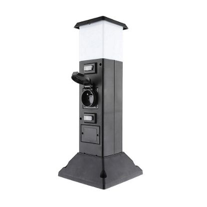 Obrázek Solight zahradní sloupek IP44 s LED osvětlením, plast, 2 zásuvky, hranol, černý